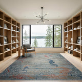 Seahorse Coral Blue Teal Coastal Rug