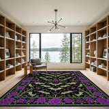 Purple Roses and Bats Area Rug