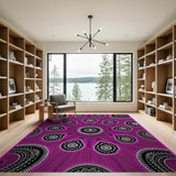 Vibrant Pink Black Tribal Mandala Area Rug