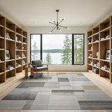 Modern Geometric Grey Beige Block Area Rug