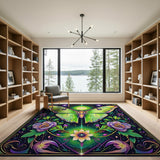 ODIKA Mystical Luna Moth Washable Area Rug - Low Pile, Non-Slip & Pet Friendly