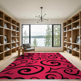 Hot Pink Black Swirl Area Rug