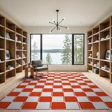 Geometric Modern Red Bold Red White Checkered Area Rug
