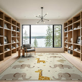 Cute Elephant Giraffe Nursery Rug