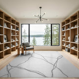 Black and White Black White Veined Abstract Area Rug