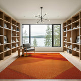 Bold Orange Geometric Block Area Rug