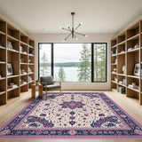 Pink Persian Floral Medallion Traditional Persian Area Rug