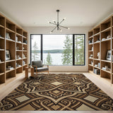 Ornate Brown Tan Persian Geometric Area Rug