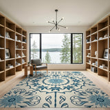 Blue Floral Mandala Persian Area Rug
