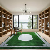 Baseball Field Turf Area Rug with Ball