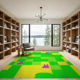 Playful Purple Bunny Kids Cartoon Area Rug