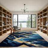 Geometric Blue Teal Coastal Cliffs Rug