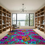 Vibrant Sugar Skull Floral Area Rug