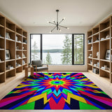 Multi-color and Patterns Geometric Modern Vibrant Starburst Multi-Color Geometric Area Rug