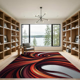 ODIKA Modern Abstract Swirl Area Rug - Washable Low Pile Non-Slip Carpet
