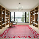 Pink Pink Leopard Border Area Rug