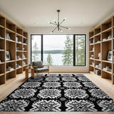 Black White Snowflake Geometric Area Rug