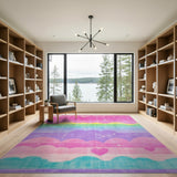 Rainbow Wavy Hearts Shag Area Rug