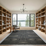 Black White Wood Grain Abstract Area Rug