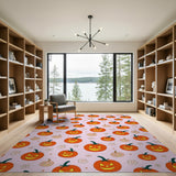 Cute Pink Cartoon Pumpkin Halloween Rug