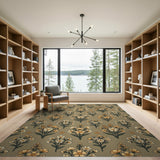 Beige Chamomile Wheat Floral Area Rug
