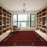 Red Red Persian Floral Area Rug