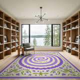 Purple Spiral Floral Medallion Area Rug