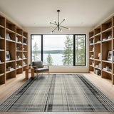 Distressed Black White Plaid No. 3 Area Rug