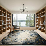 Musical Notes Distressed Blue Area Rug