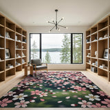 Pink Pink Cherry Blossom Sakura Area Rug