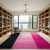 Black Pink Ombre Vertical Stripe Area Rug