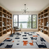 Playful Black Cat Kitten Area Rug