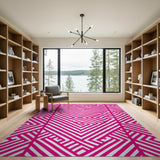 Pink Bold Pink Zigzag Geometric Area Rug