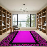 Hot Pink Leopard Border Area Rug
