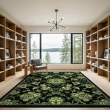 Elegant Green Floral Vintage Area Rug