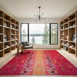 Vibrant Red Heritage Tribal Geometric Rug
