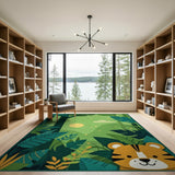 Cute Tiger Jungle Kids Area Rug