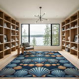 Seashell Border Coastal Area Rug