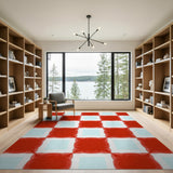 Vibrant Red Geometric Motif Area Rug