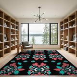 Heritage Tribal Feather Mandala Rug in Teal Pink