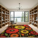 Vibrant Sunflower Autumn Floral Area Rug