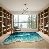 Dynamic Ocean Waves Crashing on Beach Area Rug