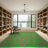 Vibrant Green Candy Cane Swirl Area Rug