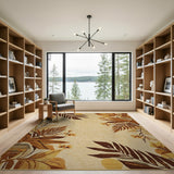 Cream Fern Frond Blossom Area Rug