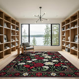 Red Rose White Lotus Persian Area Rug