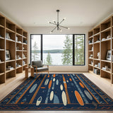 Navy Tribal Surfboard Area Rug