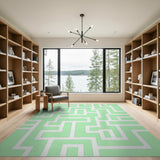 Mint Green Maze Geometric Area Rug