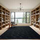 Raven Flock Black White Distressed Area Rug