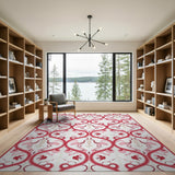 Red Swirling Floral Persian Area Rug