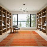 Bold Orange Striped Geometric Area Rug